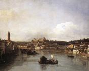 贝尔纳多 贝洛托 : View of Verona and the River Adige from the Ponte Nuovo